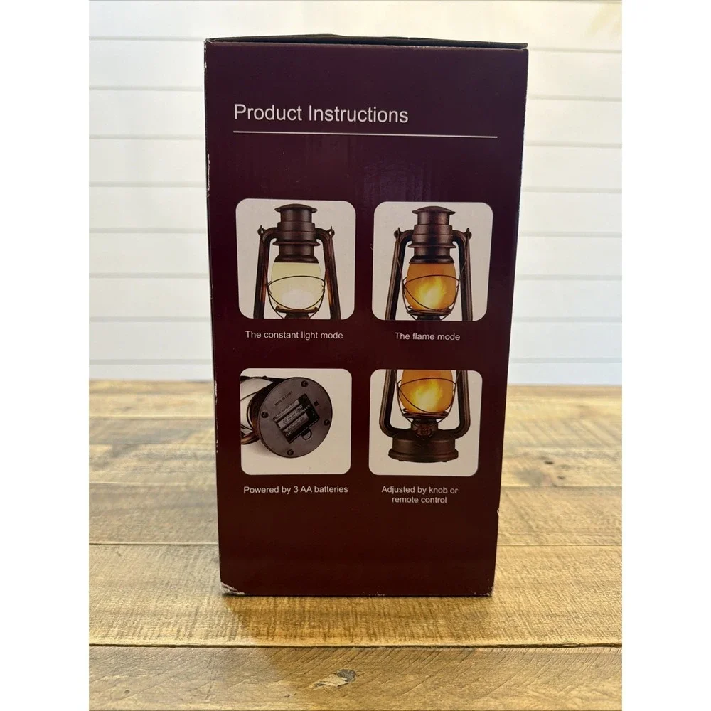 Dual Mode Flame Vintage LED Retro Lantern Battery Powered Lamp 2 Pack New In Box